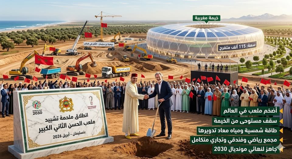 بسعة 115 ألف مشجع.. المغرب يعطي الانطلاقة الرسمية لبناء "ملعب الحسن الثاني الكبير" الأضخم عالمياً
